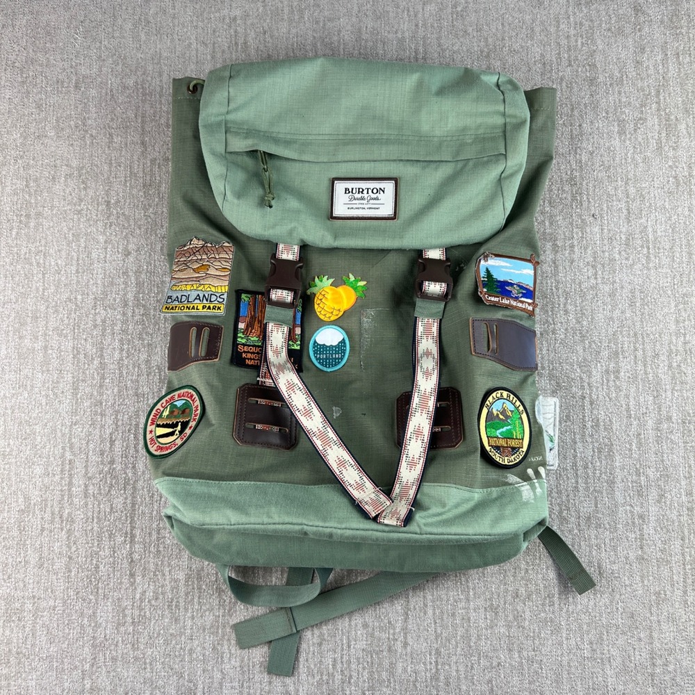 Burton Tinder Backpack Sage Green National‎ Park Patches Rucksack 25L Ripstop